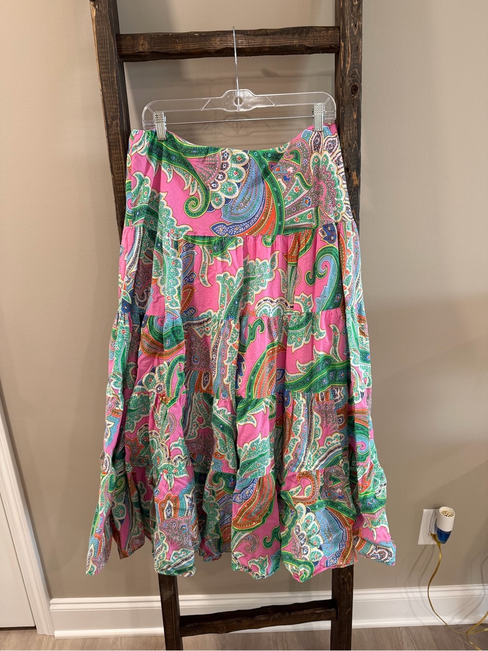 Lauren Ralph Lauren Midi Paisley Tiered A-Line Skirt